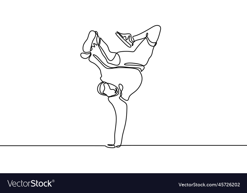 Continuous line drawing break dancer dancing vector image Continuous line drawing break dancer dancing