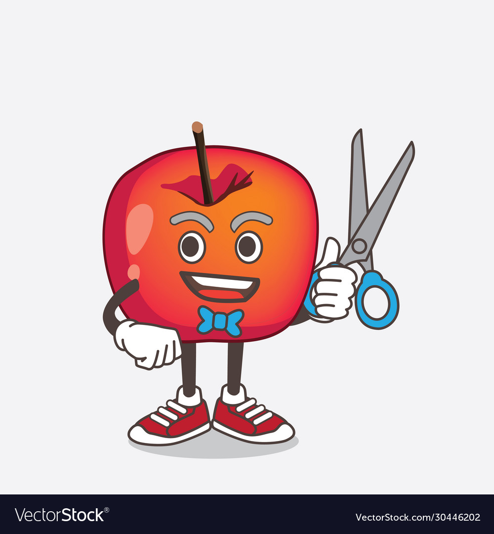 Crab apple cartoon mascot character as smiling