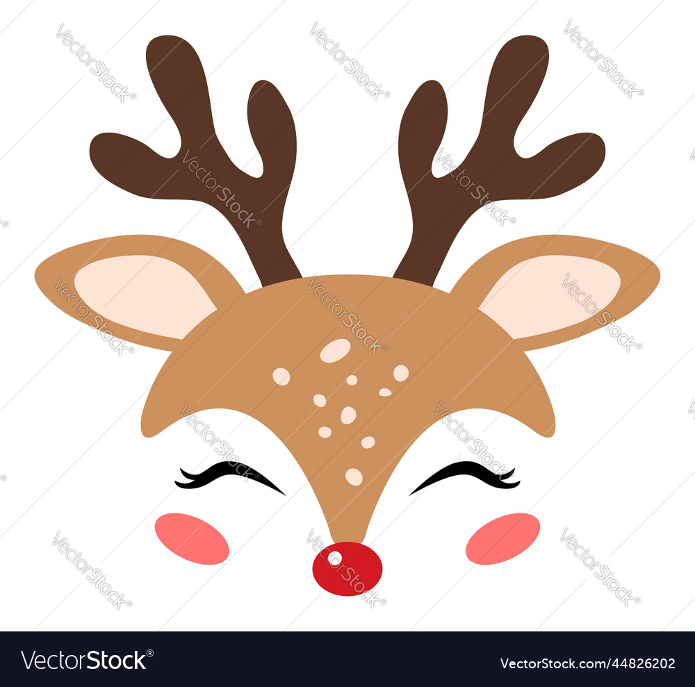 Deer character with red nose symbol for merry vector image Deer character with red nose symbol for merry