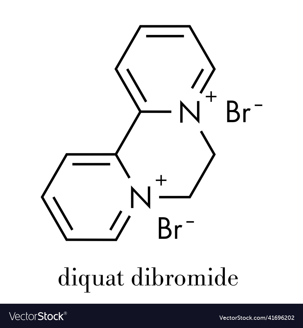 Diquat dibromide contact herbicide molecule Vector Image