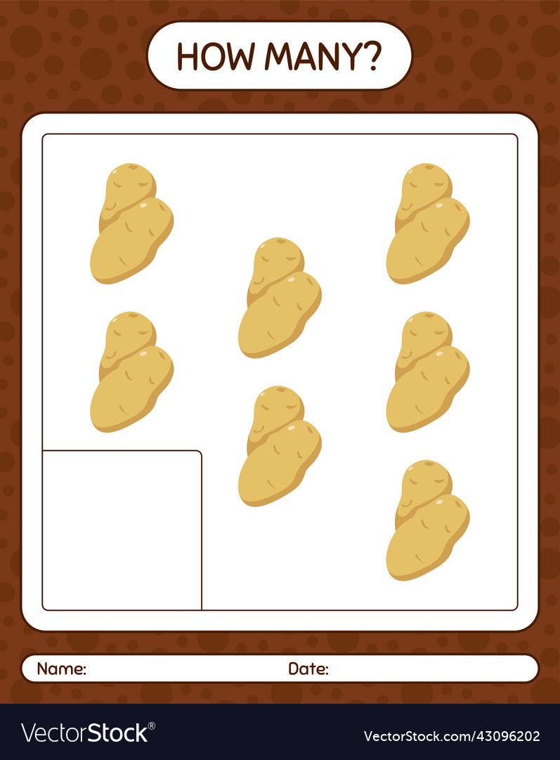 How many counting game with potato worksheet