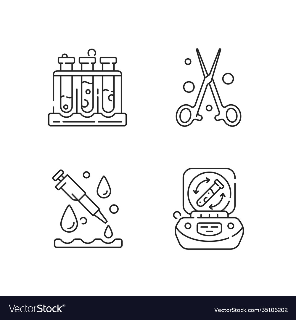 Laboratory instruments linear icons set Vector Image Laboratory instruments linear icons set