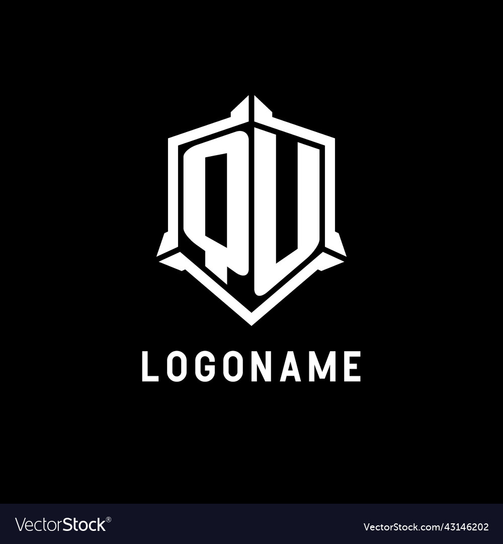 Qu logo initial with shield shape design style