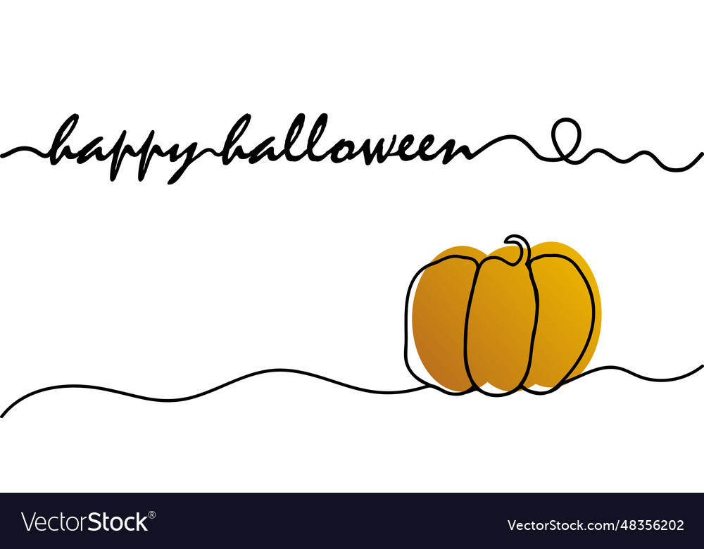 Ripe orange pumpkin line art style banner