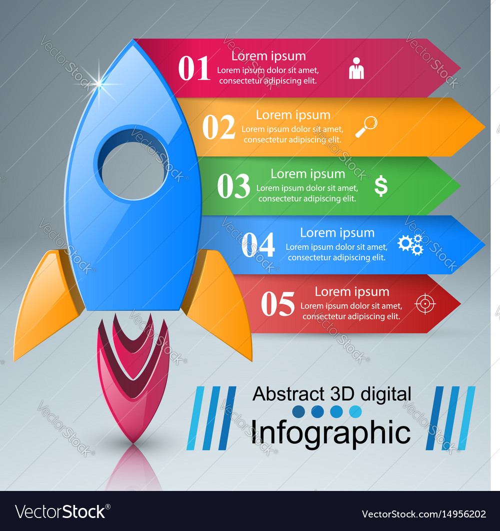 Rocket icon abstract infographic Royalty Free Vector Image