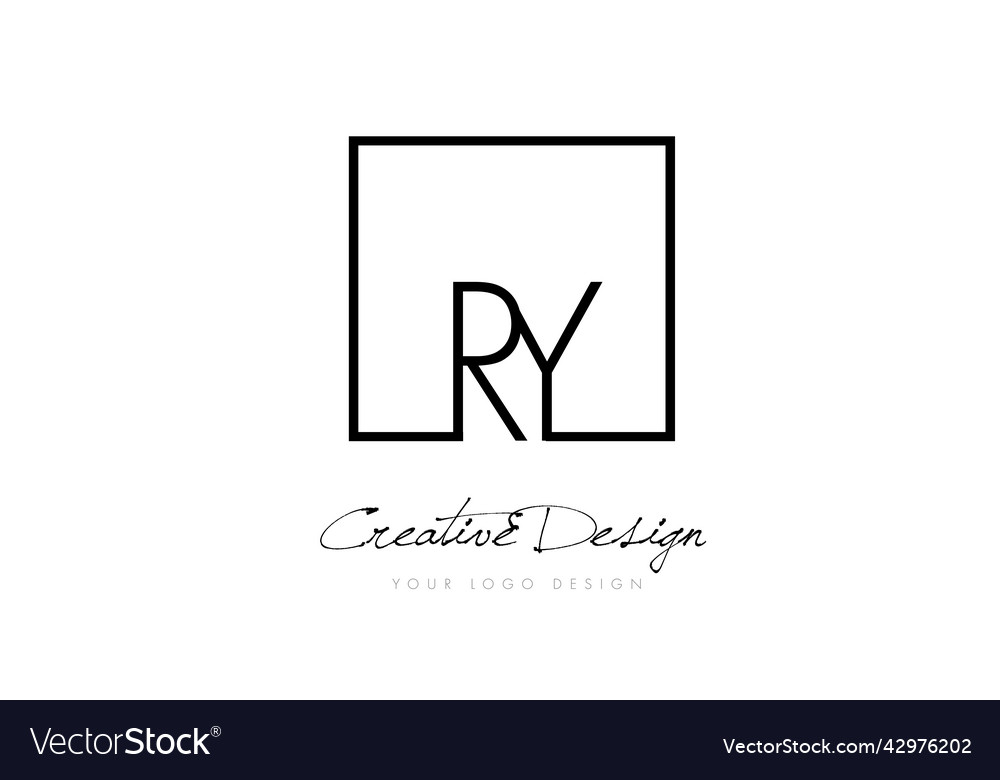 Ry quadratischer Rahmen Buchstaben Logo Design mit schwarz