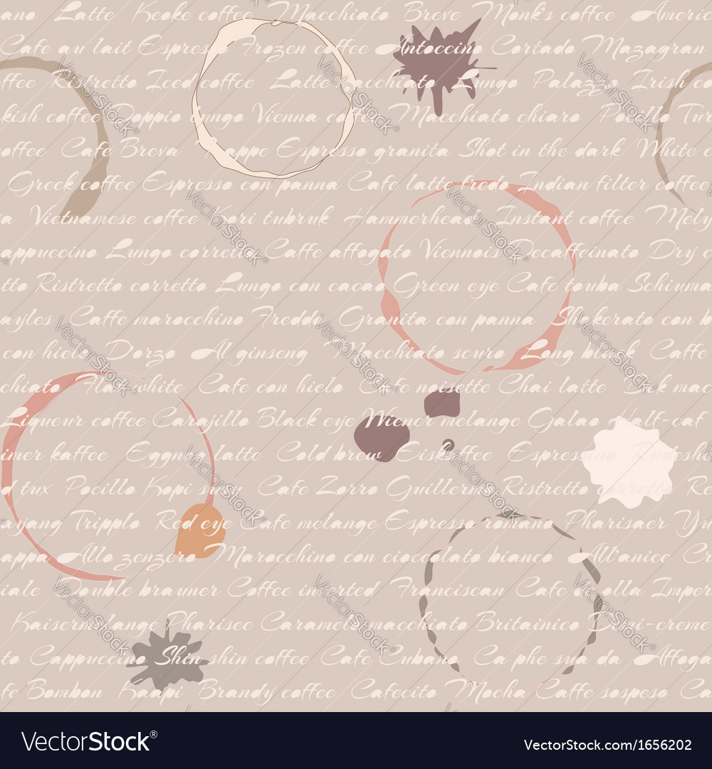 Seamless pattern with coffee types text