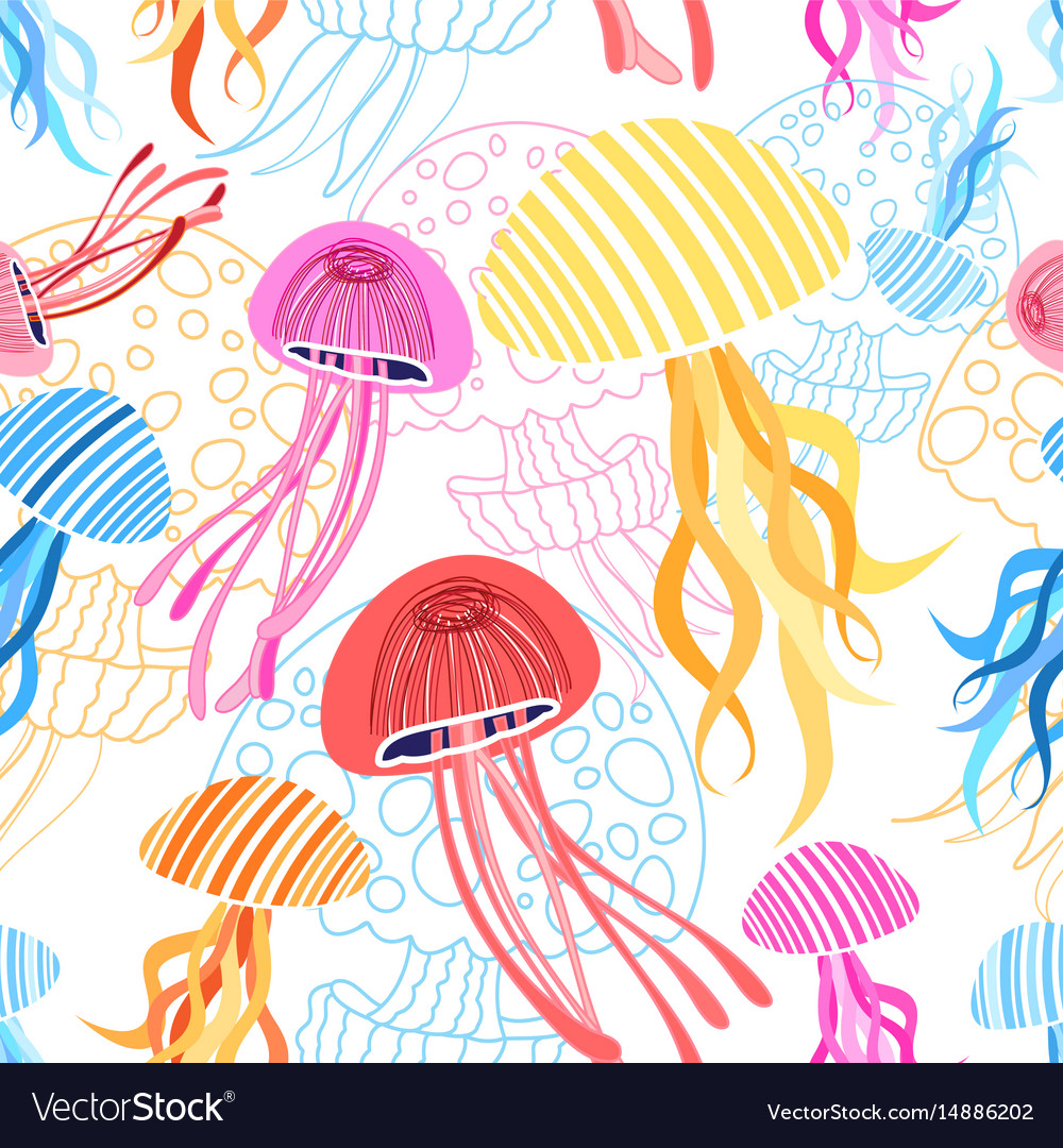 Seamless pattern with jellyfish