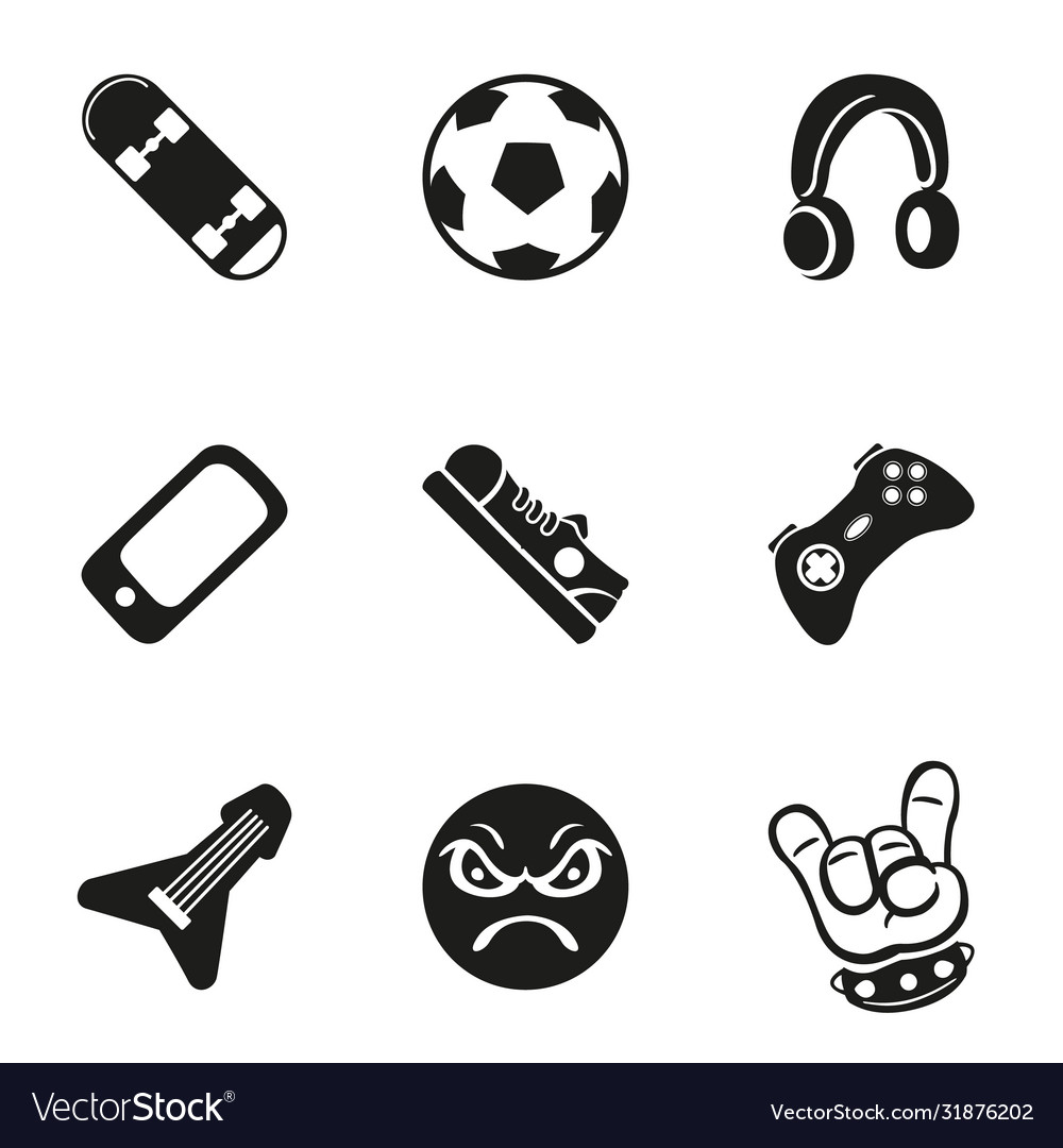 Set icons pictograph young people boy girl