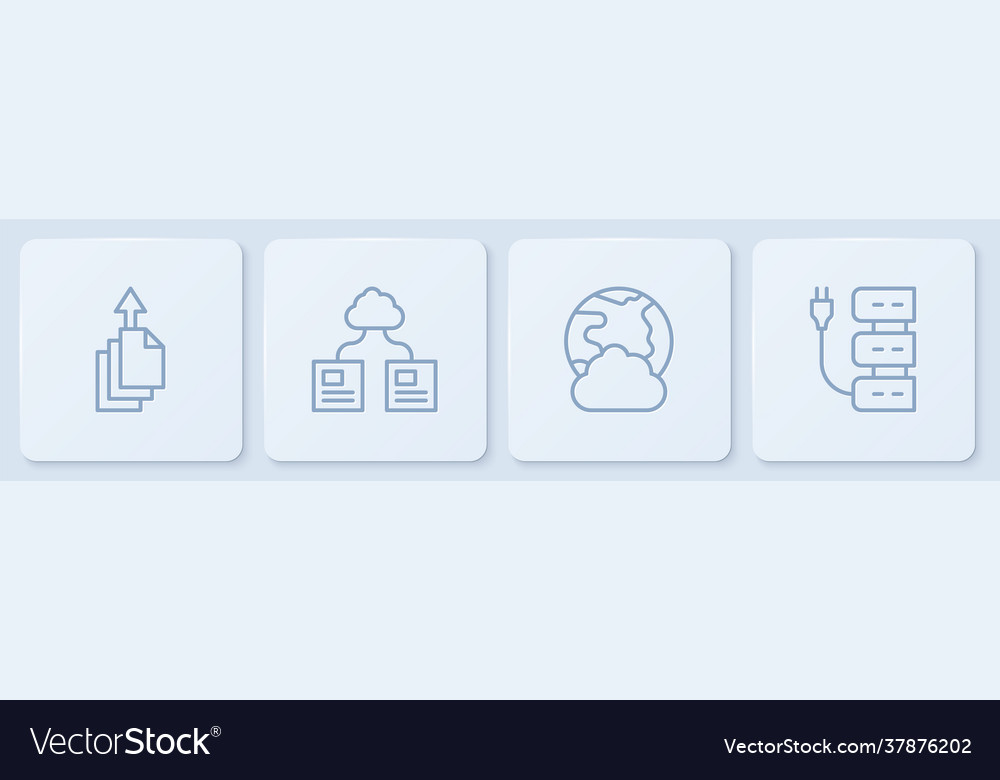Set line data export social network cloud vector image Set line data export social network cloud