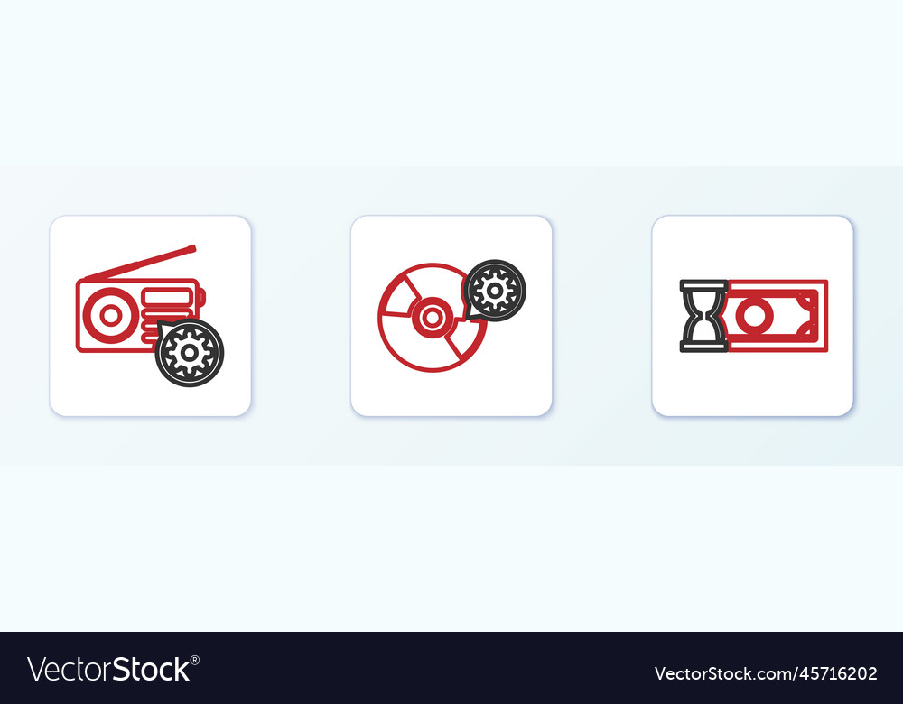 Set line fast payments radio setting and cd vector image Set line fast payments radio setting and cd