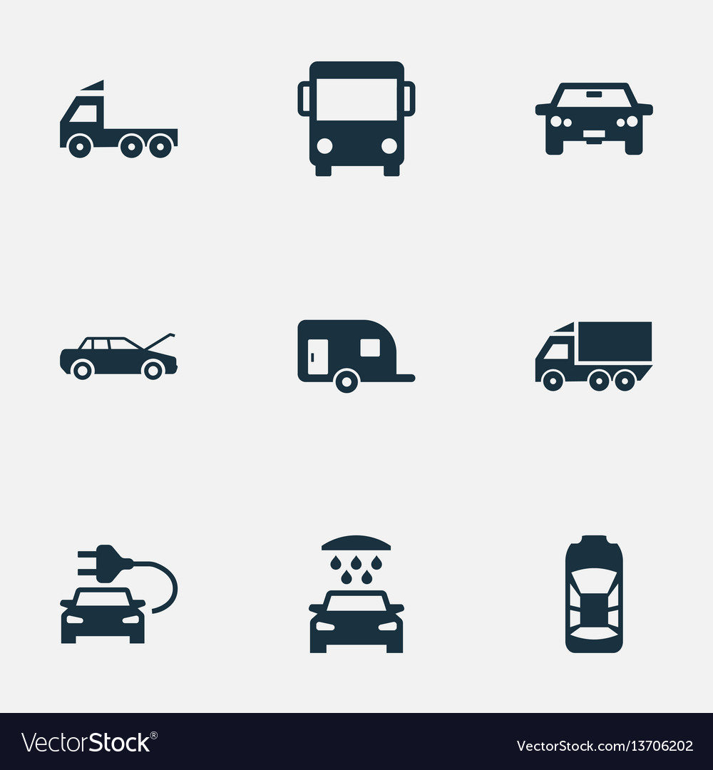 Set of simple automobile icons