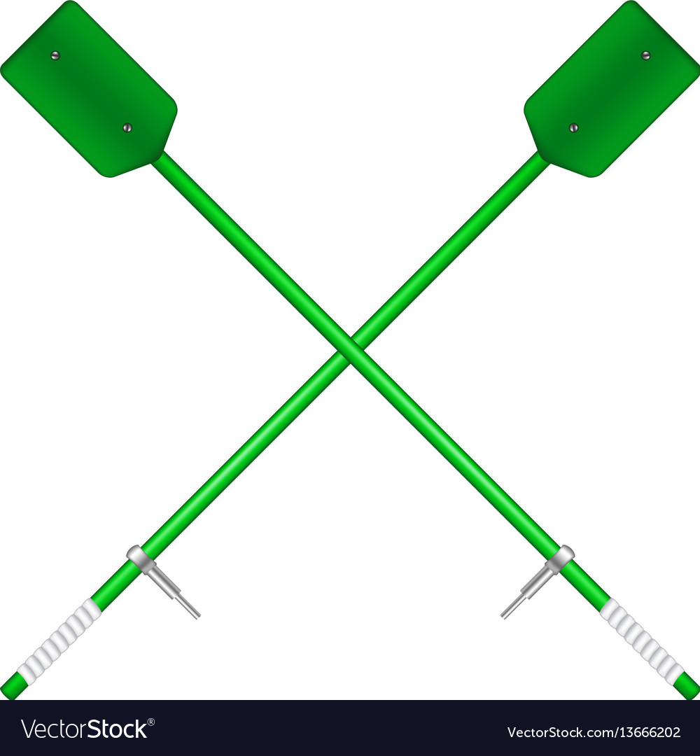 Wo crossed old oars in green design