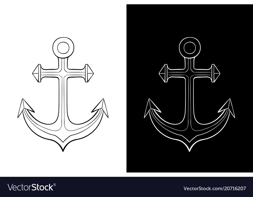 Anchor Outline Drawing Royalty Free Vector Image