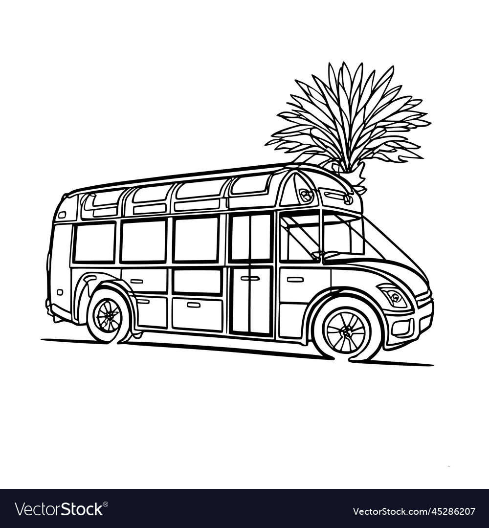 Kontinuierlicher Bus und Palmenbaum