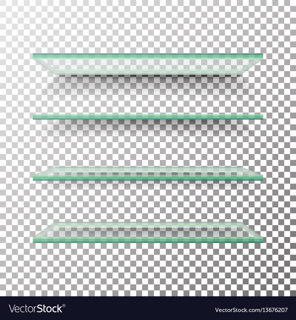 Empty glass shelves template set alike
