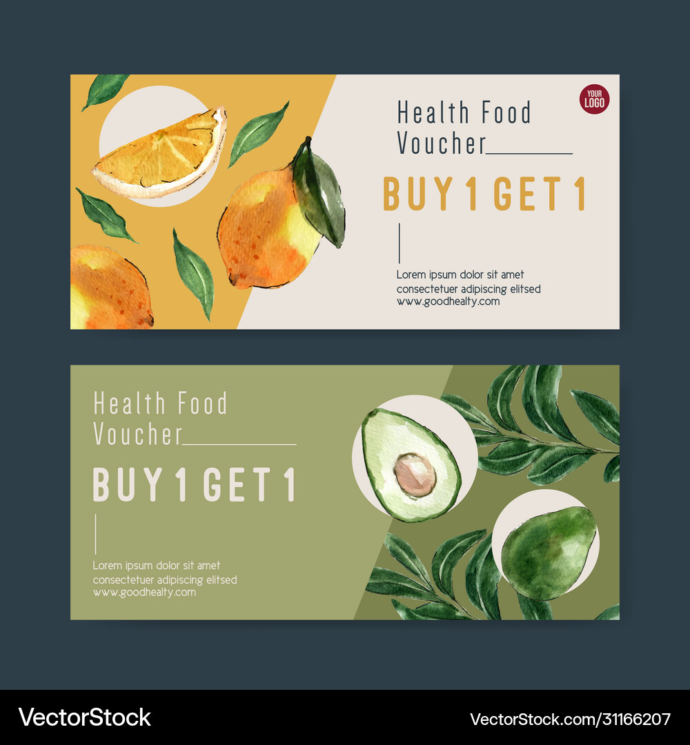 Gift voucher vegetable watercolor paint Royalty Free Vector