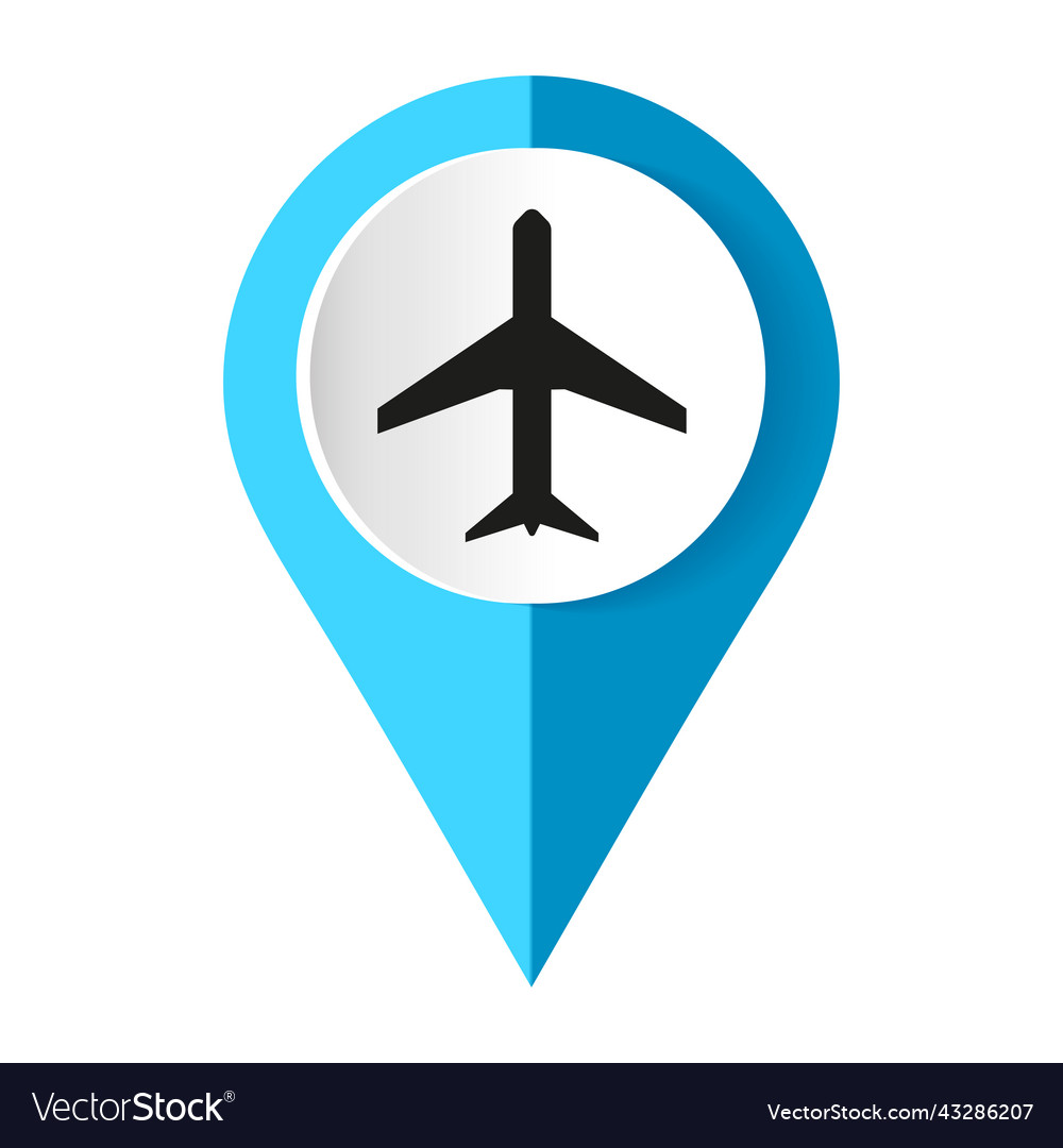 Plane flight airplane icon map marker Royalty Free Vector