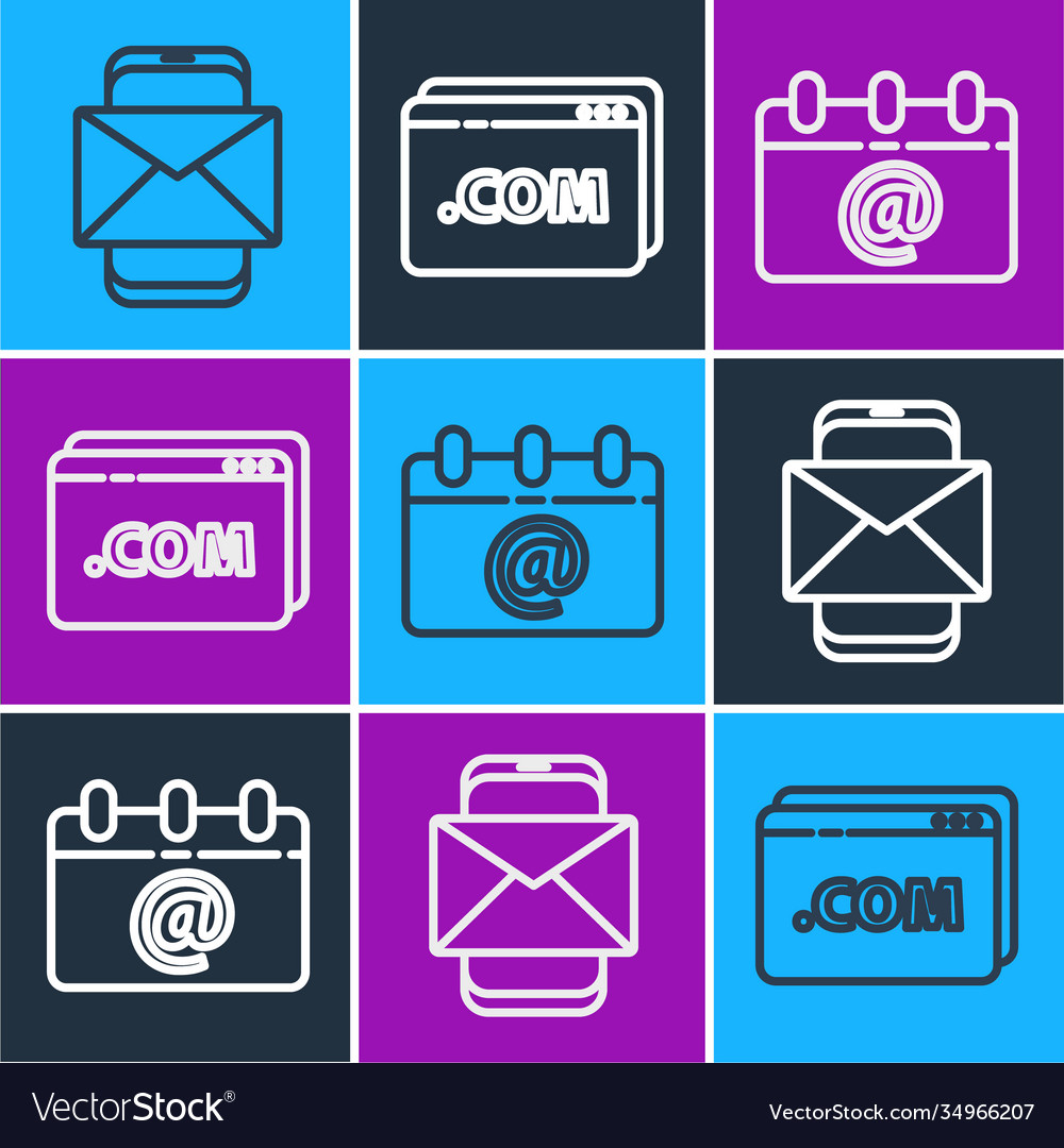Set line mobile and envelope calendar with email vector image Set line mobile and envelope calendar with email
