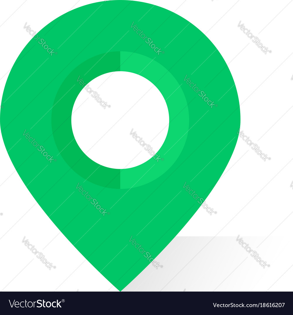 Simple green map pin with shadow