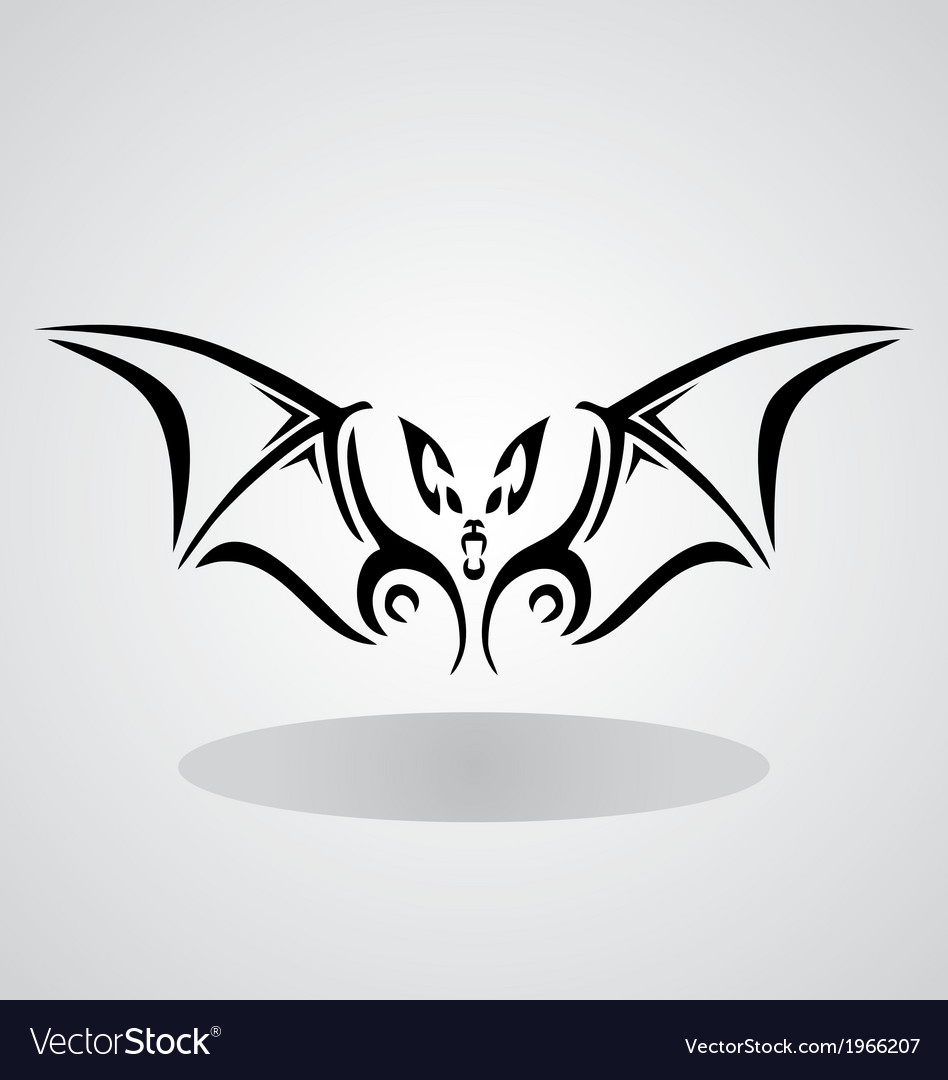 Bat and symmetric tribals Royalty Free Vector Image