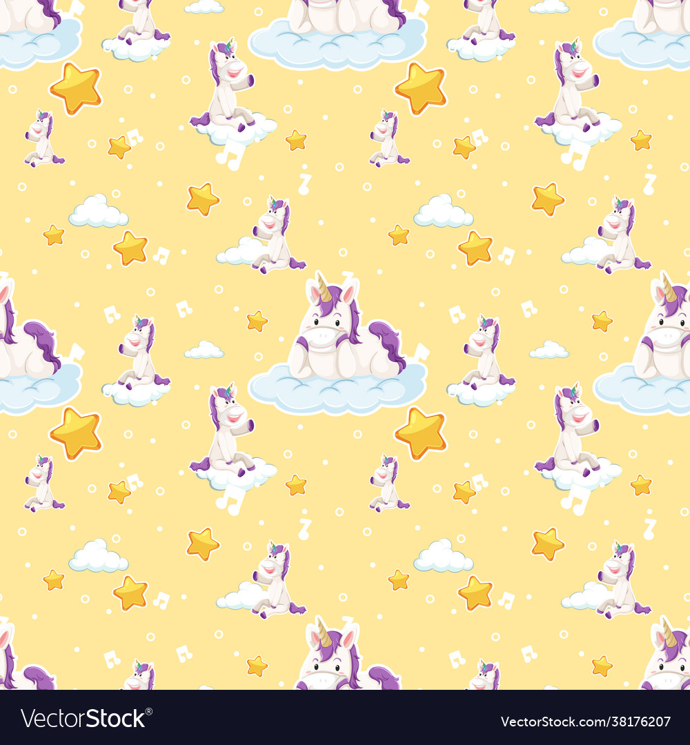 Unicorn seamless pattern with many clouds Vector Image Unicorn seamless pattern with many clouds