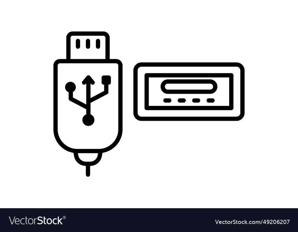 Usb port icon related to device computer vector image Usb port icon related to device computer