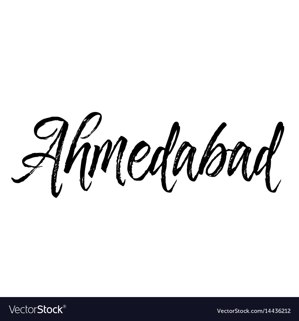 Ahmedabad text design calligraphy Royalty Free Vector Image