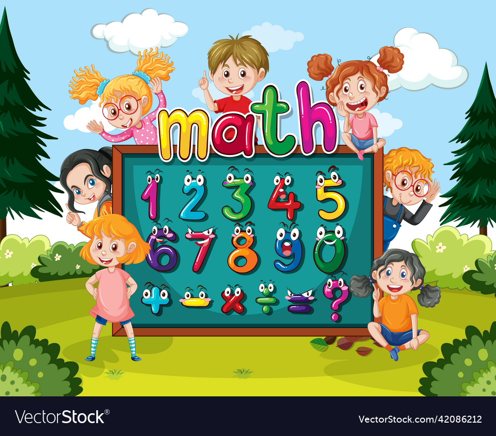 Counting number 0 to 9 and math symbols vector image Counting number 0 to 9 and math symbols