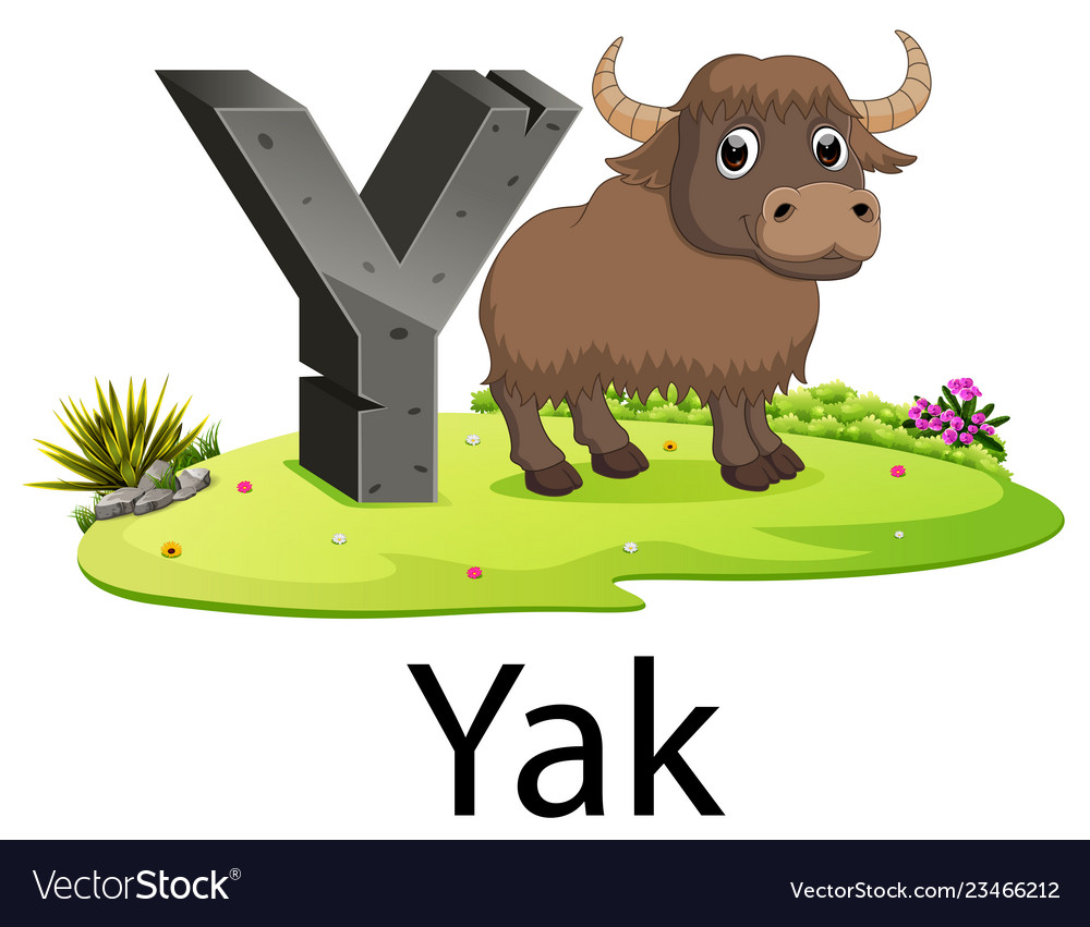 cute ancient animals alphabet y for yak royalty free vector