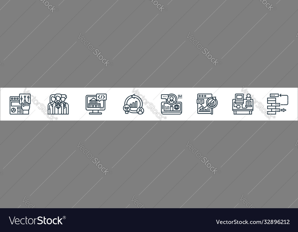 Digital transformation line icons linear set vector image Digital transformation line icons linear set