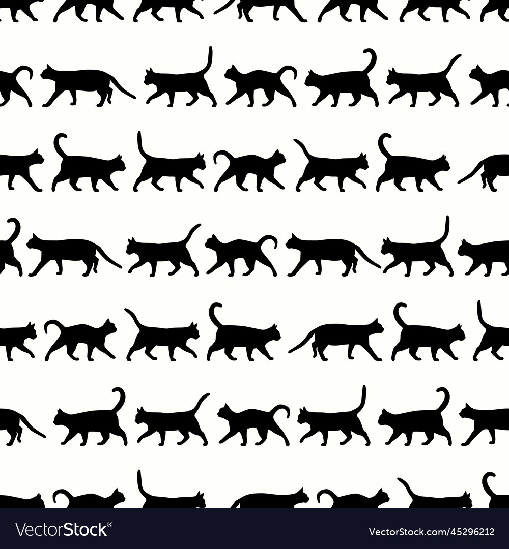 Horizontal stripes of walking black cats Vector Image