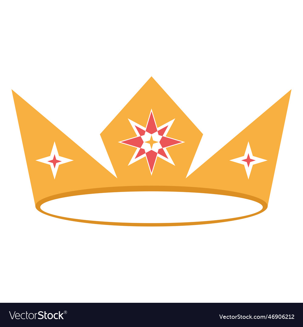 Isolated colored king or queen golden crown icon