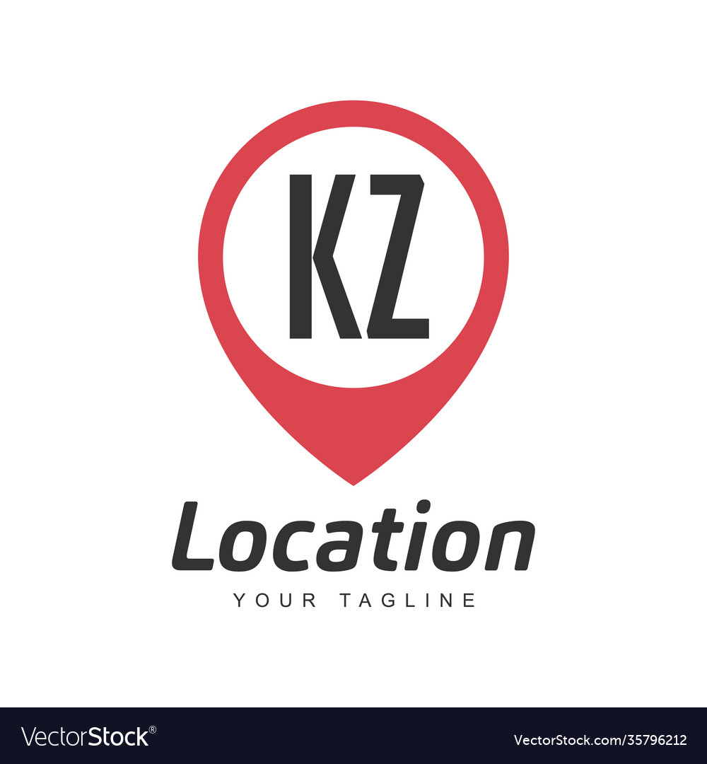 Kz letter logo design with location pin icon