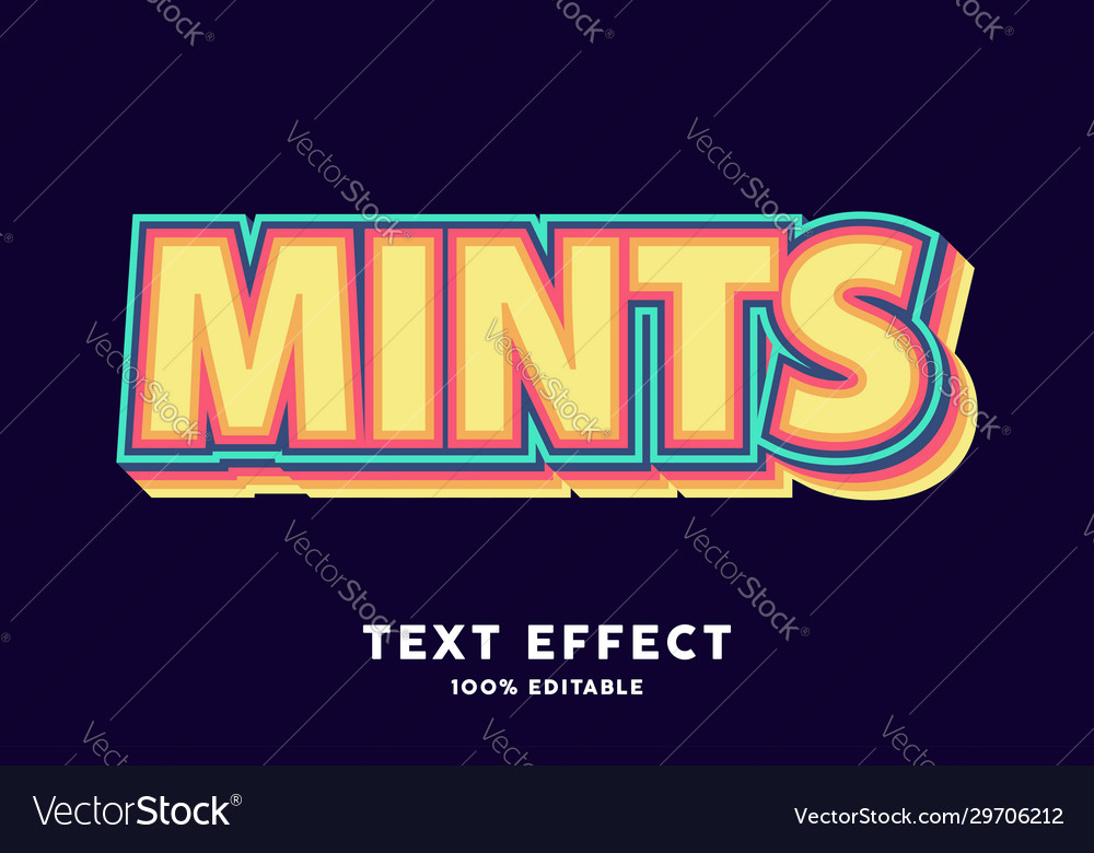 Mints retro color text effect