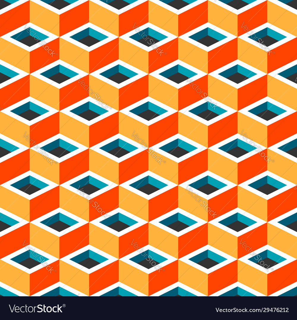 Multicolor geometric cubic seamless pattern