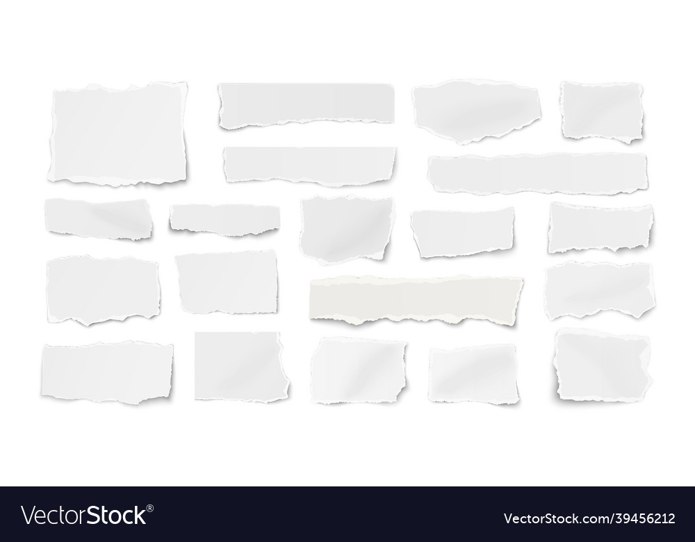 Set of different shapes ripped paper tears Vector Image