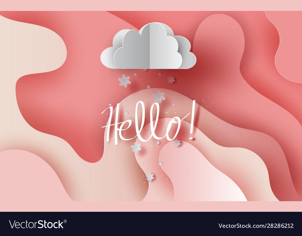 Snowfall in cloud on abstract curve shape pink vector image Snowfall in cloud on abstract curve shape pink