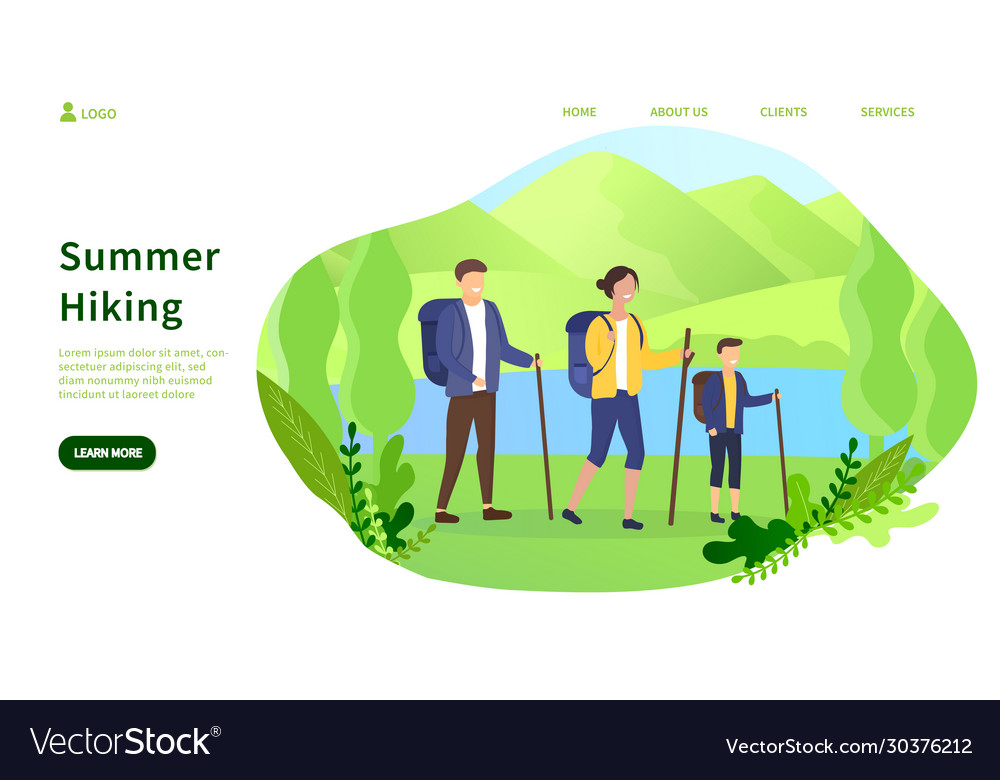 Summer Camping Concept And Family Hiking In Forest