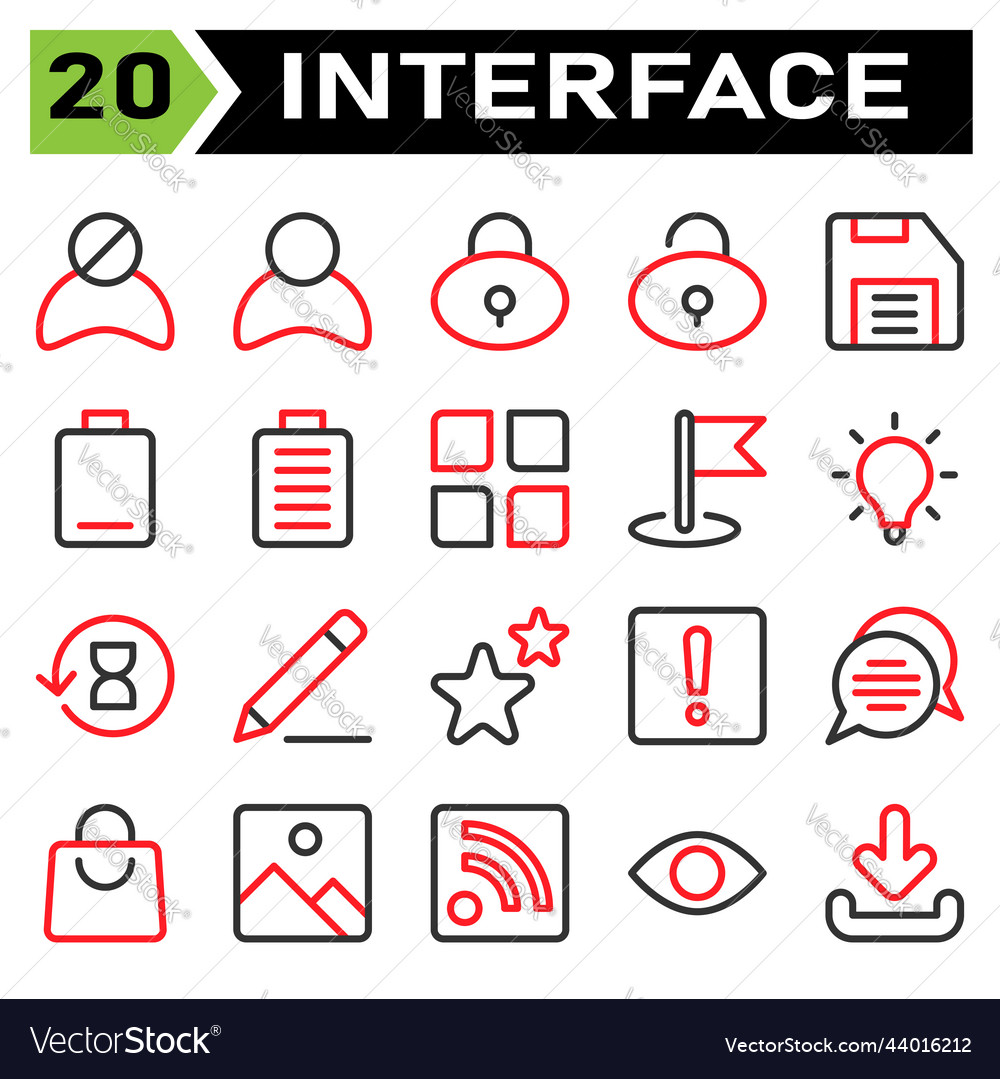 Benutzeroberfläche Icon-Set enthalten block avatar vector image Benutzeroberfläche Icon-Set enthalten block avatar