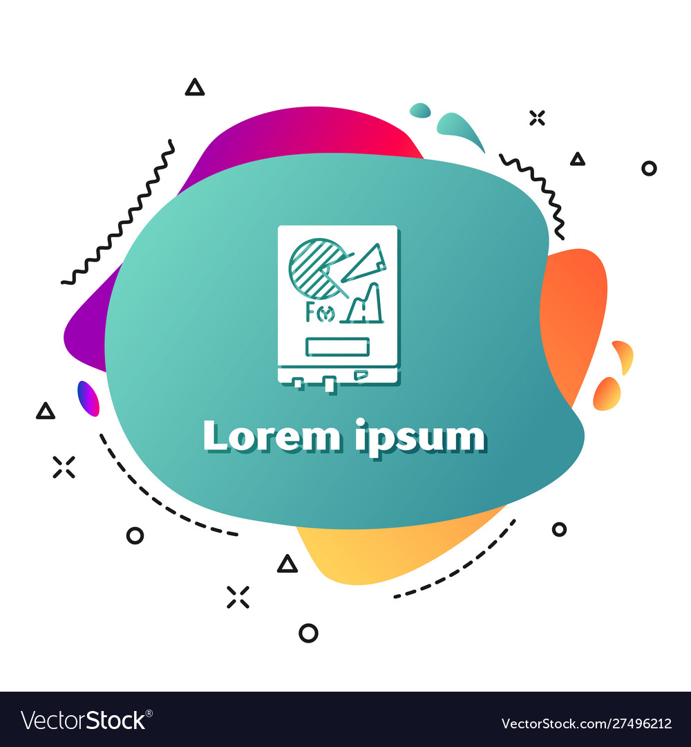 White board with graph chart icon isolated