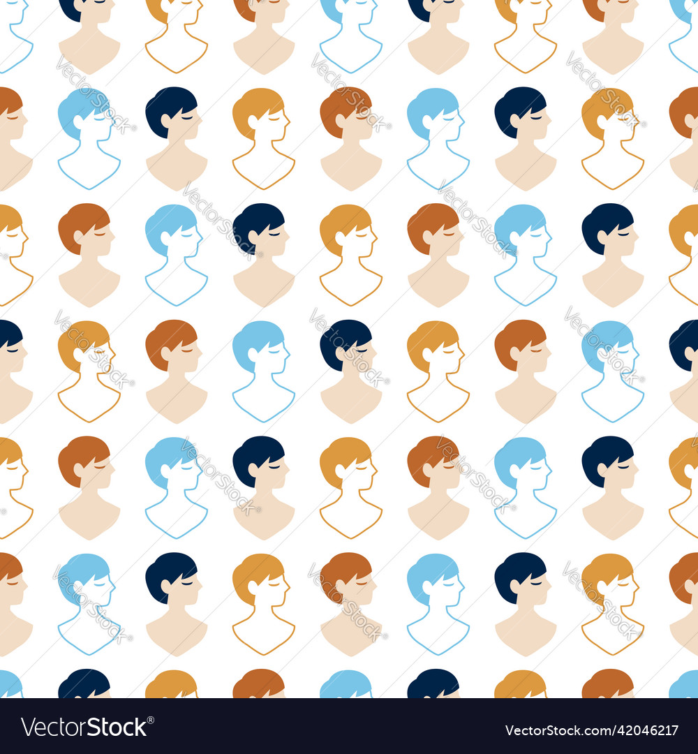 Abstract seamless pattern with men profile vector image Abstract seamless pattern with men profile