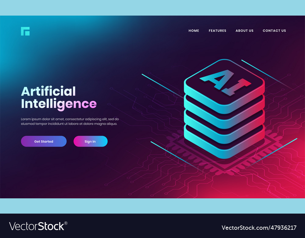 Artificial intelligence ai concept based landing vector image Artificial intelligence ai concept based landing