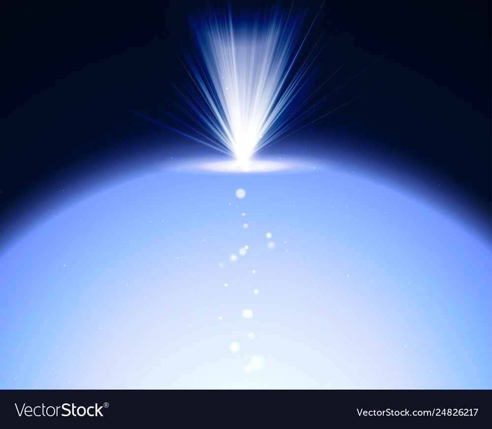 Helle Explosion mit blauen Lichtern Erde glänzend
