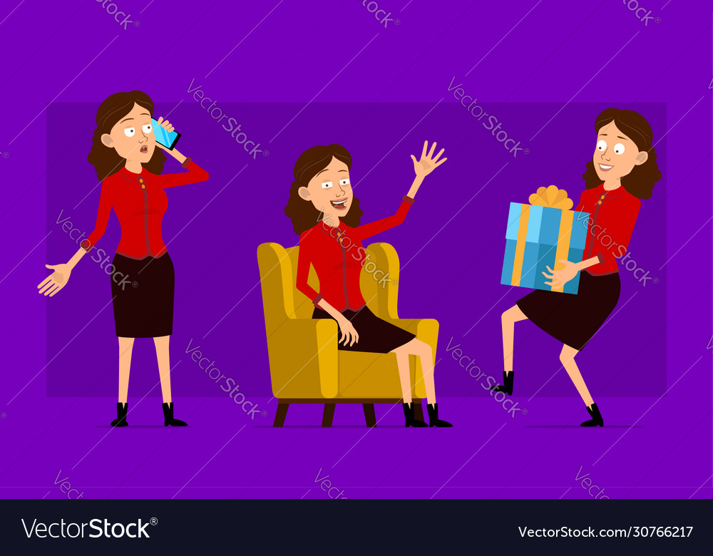 Cartoon Business Woman Character Big Set Vector Image