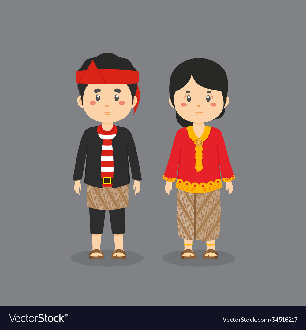 Character Wearing East Java Traditional Dress Vector Image