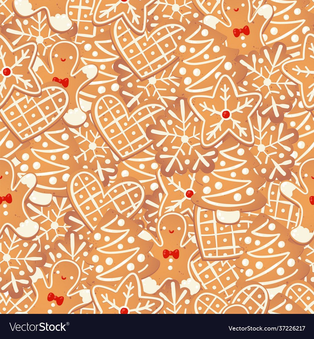 Christmas gingerbread seamless pattern vector image Christmas gingerbread seamless pattern