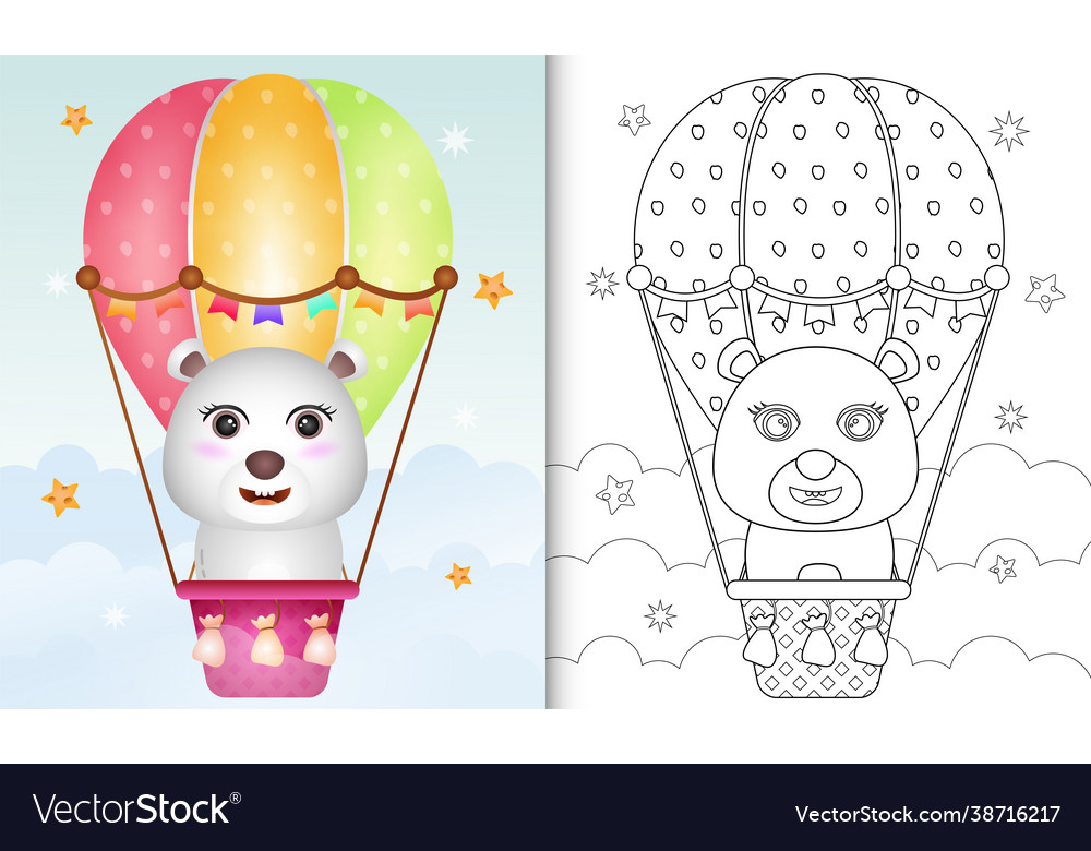 Coloring book for kids with a cute polar bear