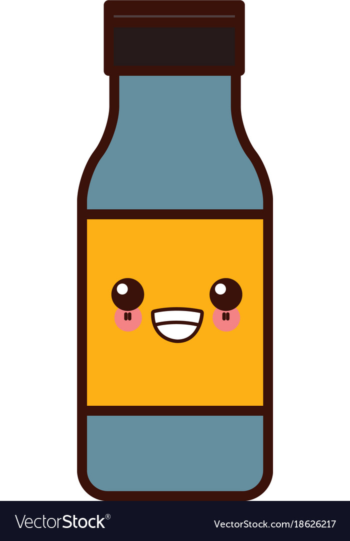 Container Bottle Isolated Kawaii Cute Cartoon Vector Image