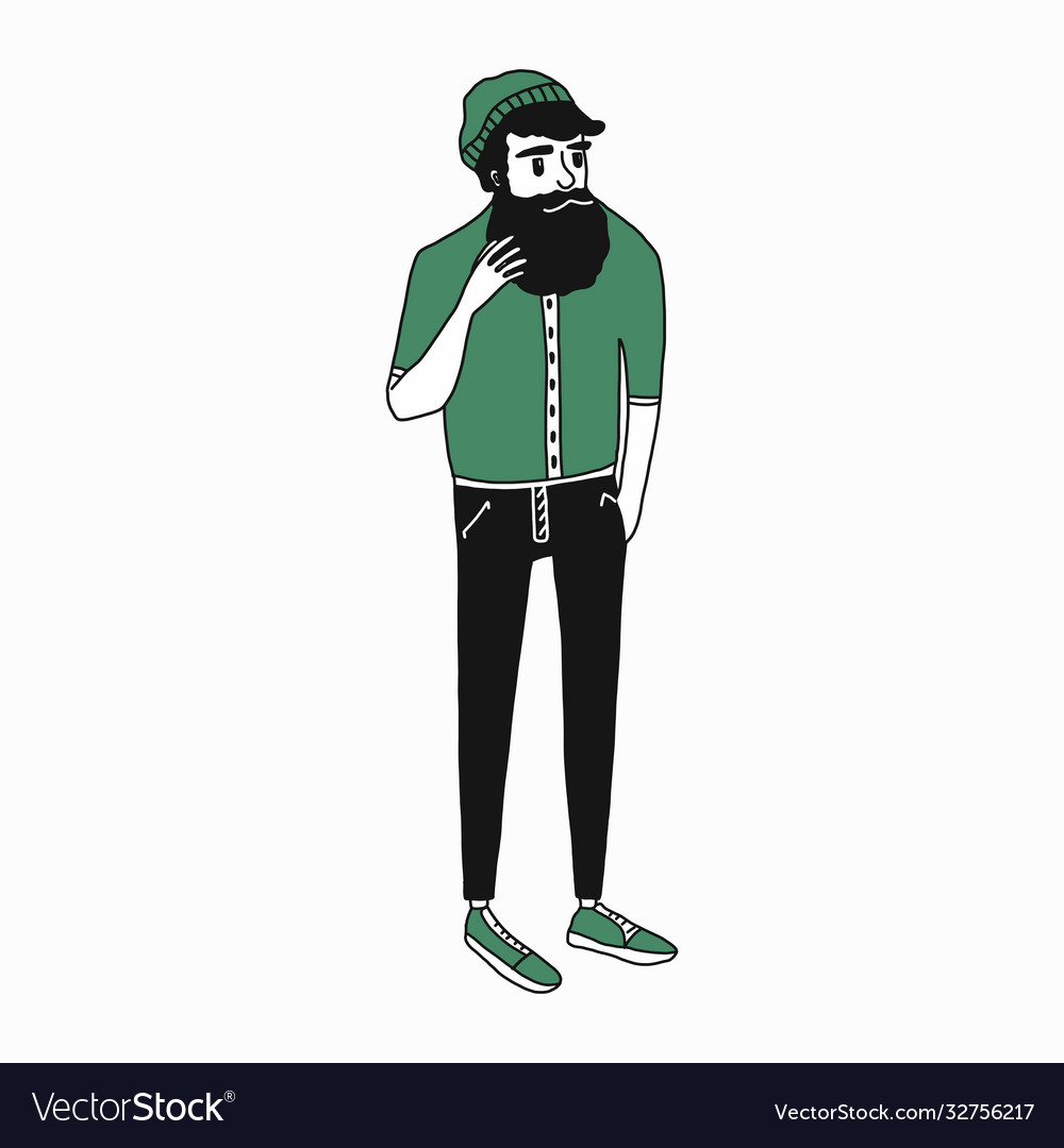 Flat cartoon beatnik character Royalty Free Vector Image